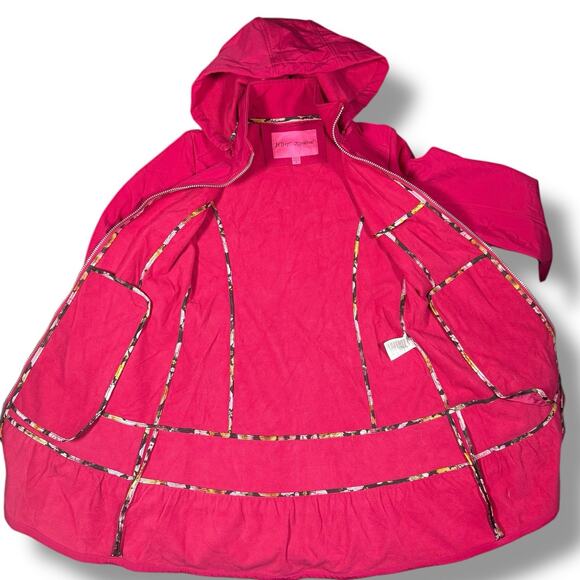 Betsey Johnson Trench Coat Cranberry Pink Medium Fleece Lined Preppy Fall Jacket - Picture 5 of 11